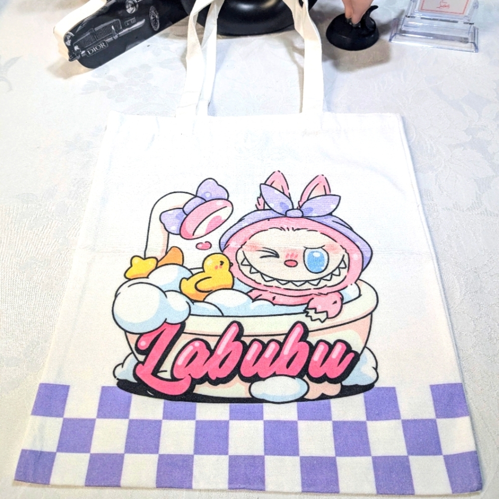 LABUBU Tote Bag - White, Pink, And Purple - Picture 2 of 3